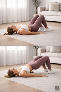 Frau führt eine Glute Bridge im Homeworkout ohne Geräte aus – effektives Training für Gesäß und Rumpf auf kleinem Raum